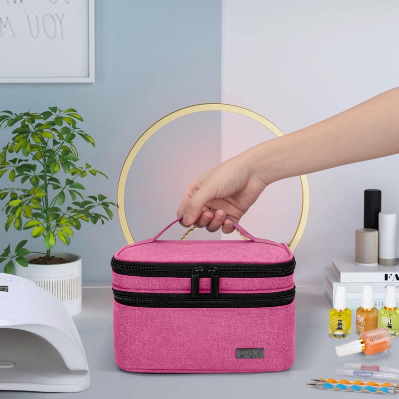LUXJA Nail Polish Carrying Case - Holds 20 Bottles (15ml - 0.5 fl.oz), Portable Organizer Bag for Nail Polish and Manicure Set, Pink - Image 4